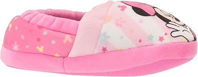 Pantuflas de Minnie Mouse para niñas de Josmo Kids, pantuflas cálidas de felpa para interiores, color fucsia y morado (para bebés y niños pequeños)