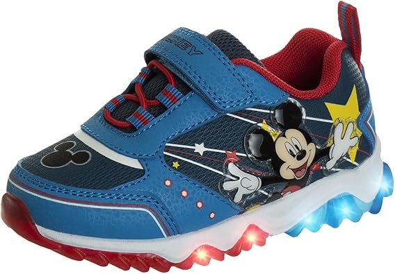 Zapatos de Mickey Mouse para niños: zapatillas sin cordones, con luces y sin cordones (para niños pequeños)