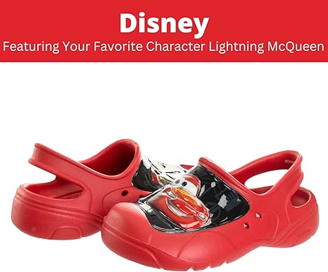 Josmo Boys Clog Water Slides Disney Cars Summer Sandal Kids Pool Shoes Backstrap Closed Toe Sport Athletic Character Slip On Clogs (Toddler - Little Kids)