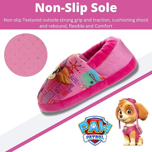 Josmo Kids Girls Paw patrol slippers - Skye and Everest indoor cute house shoes plush fuzzy shoes paw slippers kids slippers girls (toddler/little kid)