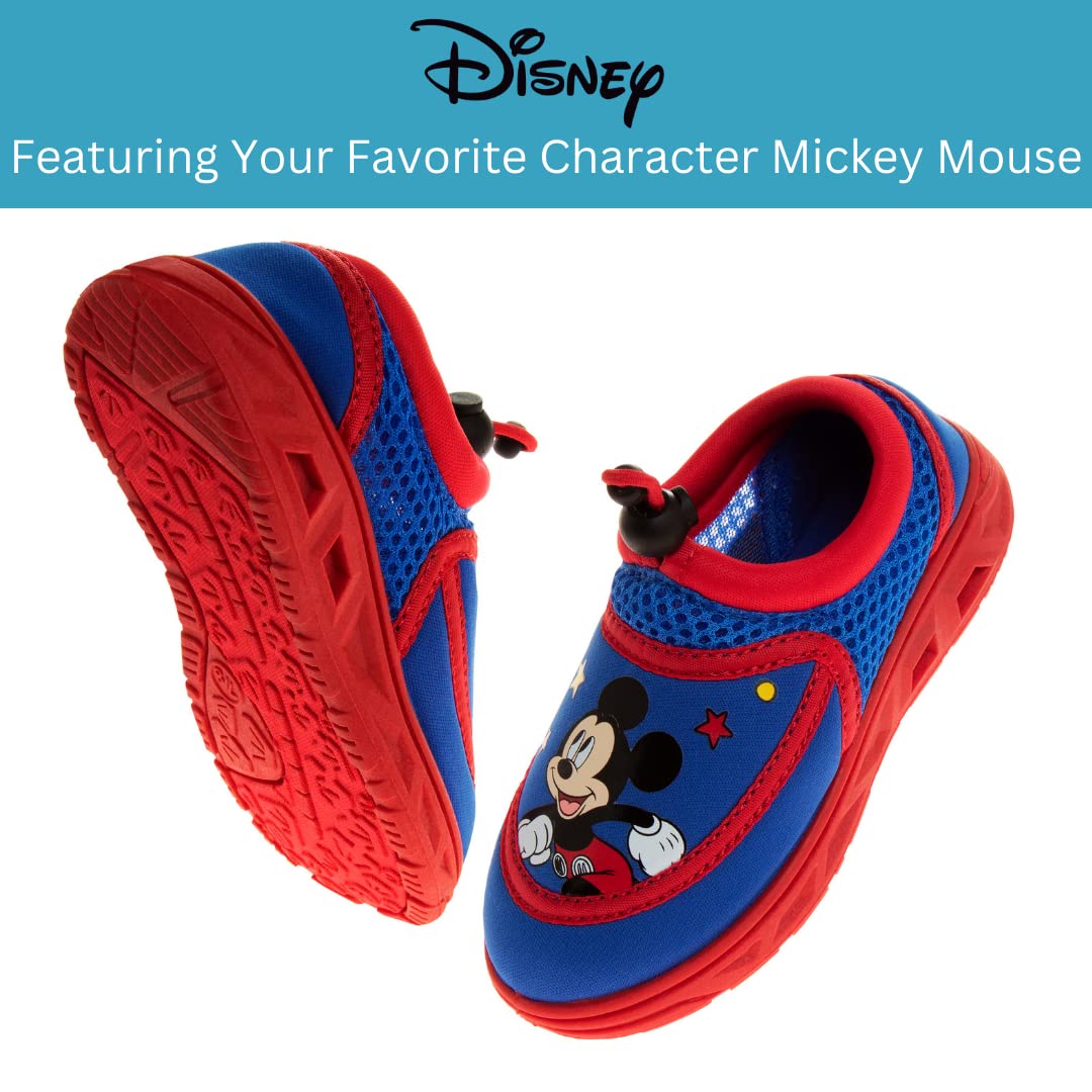 Disney Mickey Mouse Boys Water Shoes - Pool Aqua Socks for Kids- Sandals Bungee Waterproof Beach Slides Sport Character Summer Slip-on Quick Dry (Toddler/Little Kid)