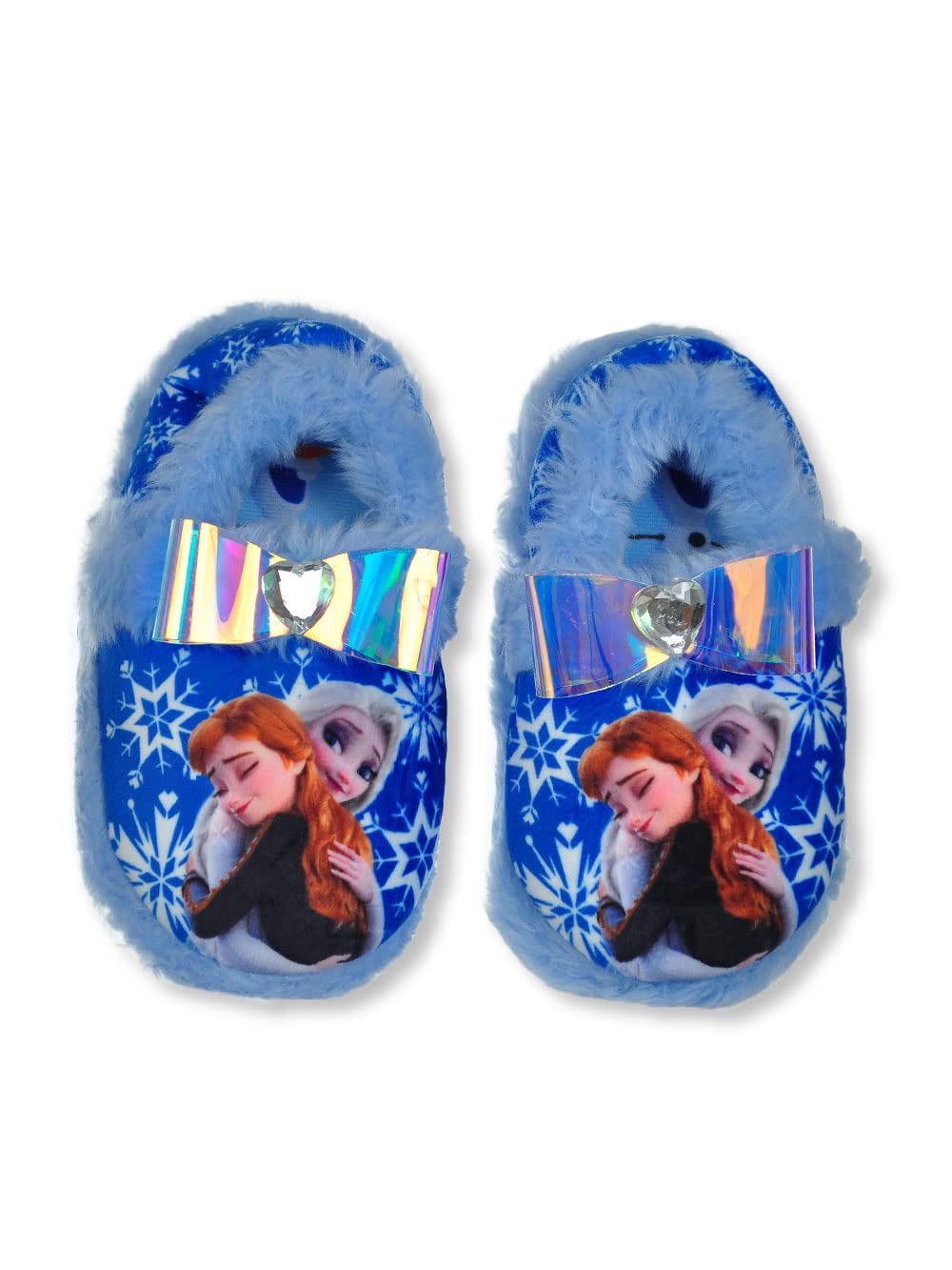 Disney Girls' Frozen Slippers - Princess Elsa and Anna Plush Slip-On Fuzzy Slippers, (Toddler - Little Kid)