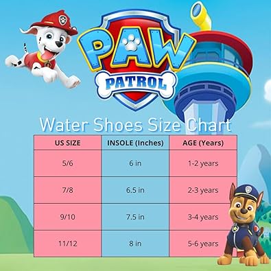 Zapatos acuáticos de la Patrulla Canina de Nickelodeon, sandalias para niños de secado rápido, calcetines acuáticos para piscina Marshall y Chase, elásticos, impermeables, azules (para niños pequeños)