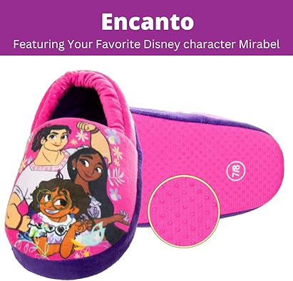 Pantuflas Disney Girl Encanto - Pantuflas de felpa ligeras, cálidas, cómodas y suaves para niñas pequeñas (bebés y niños pequeños)