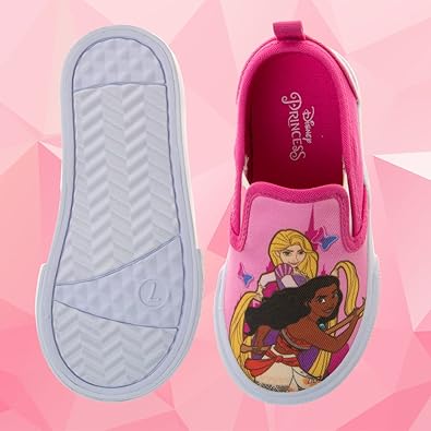 Zapatos de princesas de Disney para niñas: zapatillas de lona informales sin cordones con personajes para niñas pequeñas (niñas pequeñas y niños pequeños)