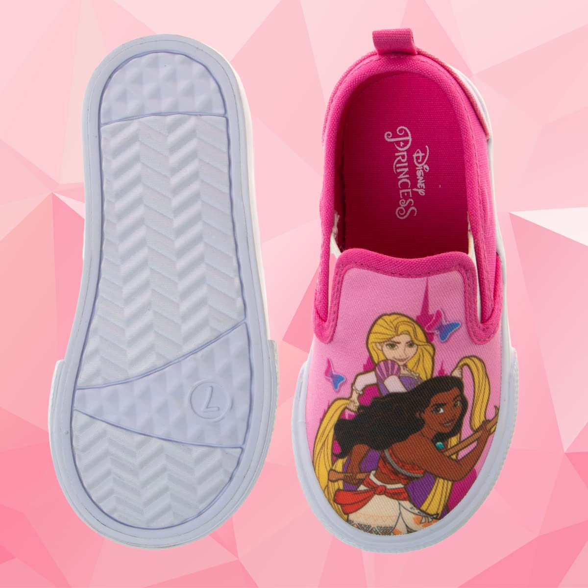 Zapatos de princesas de Disney para niñas: zapatillas de lona informales sin cordones con personajes para niñas pequeñas (niñas pequeñas y niños pequeños)