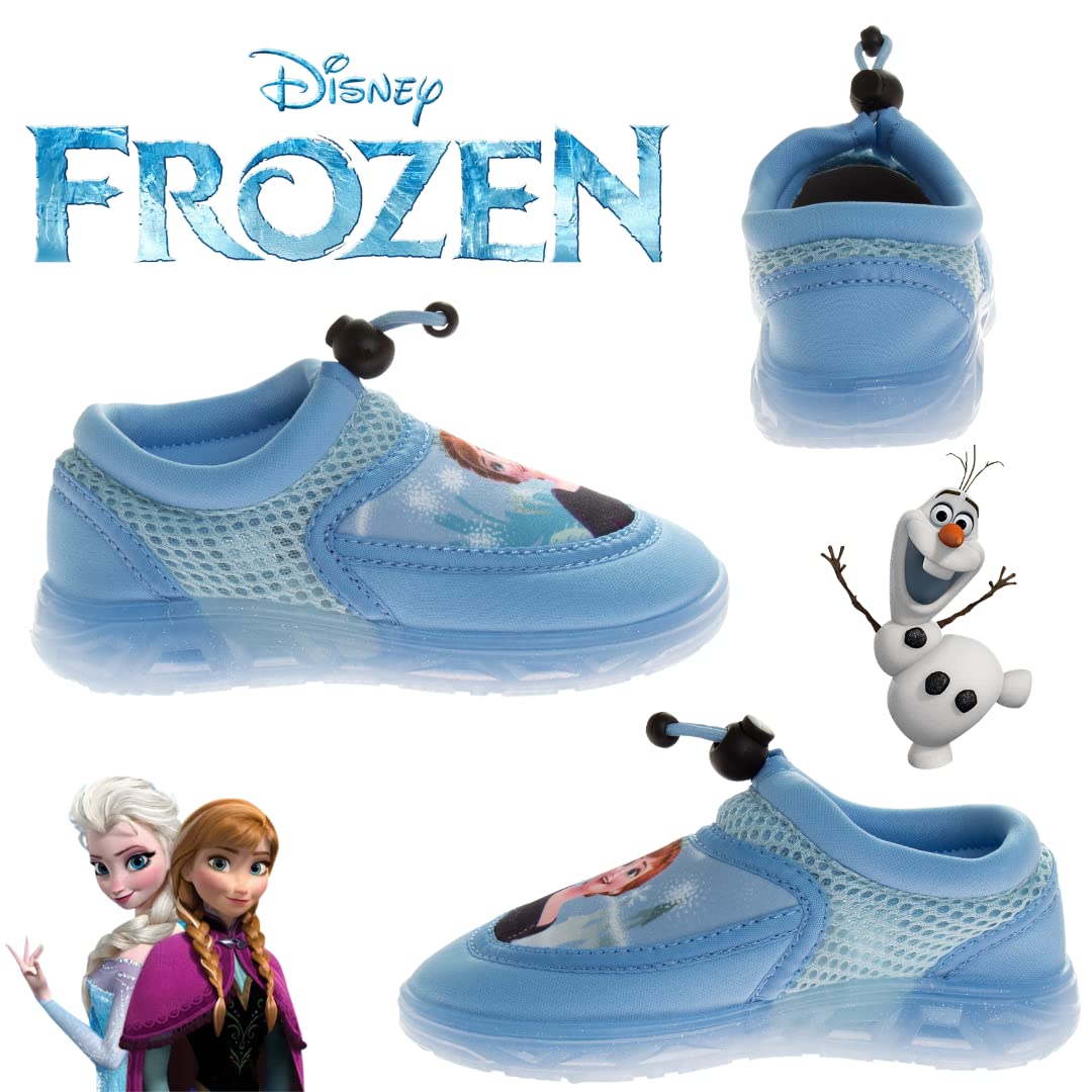 Zapatos de agua de Frozen de Disney para niñas, calcetines acuáticos para piscina para niños, sandalias de princesa Anna Elsa, toboganes de playa impermeables con elástico, personajes deportivos, sin cordones, de secado rápido (para bebés/niños pequeños)