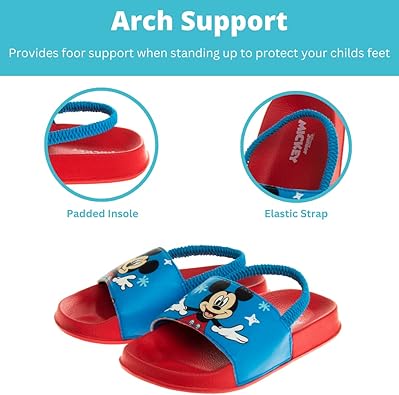 Sandalias de playa con tiras traseras y diseño de Mickey Mouse de Disney (para niños pequeños y bebés)