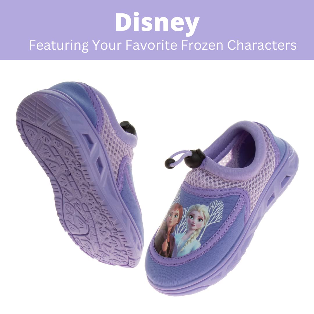 Disney Frozen Water shoes for girls- pool aqua socks for kids- Anna Elsa Sandals princess bungee waterproof beach slides sport character summer slip-on quick dry (toddler/little kid)