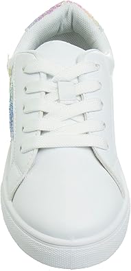 Zapatillas Kensie Girl con cordones antideslizantes - Zapatos casuales de moda de caña baja - Todo blanco (talla 11 para niñas pequeñas)