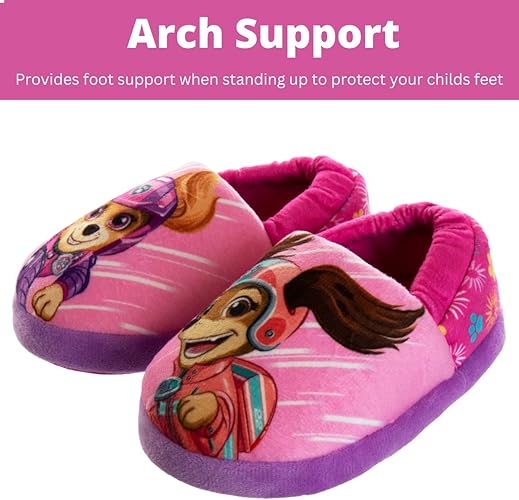 Pantuflas de la Patrulla Canina para niñas de Josmo Kids: lindas zapatillas de casa de Skye y Everest para interiores, pantuflas de felpa con forma de pata para niñas (niñas pequeñas/niñas pequeñas)