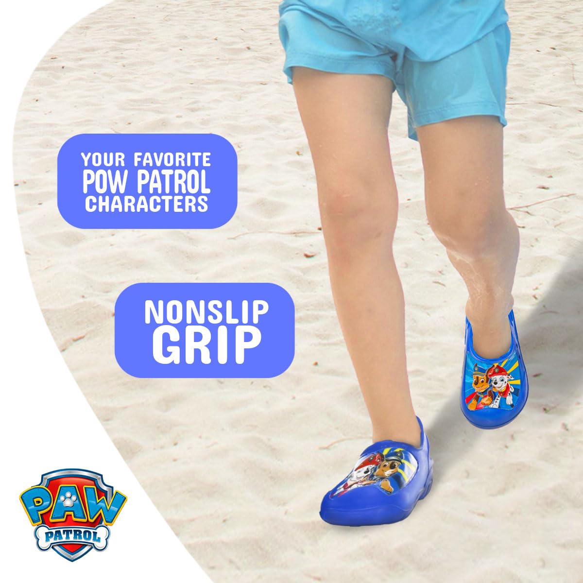 Sandalias de agua tipo zueco para niños Josmo - Sandalias de verano Chase Marshall de Paw Patrol - Zapatos de piscina para niños - Zuecos cerrados con tiras en la parte posterior - Azul (para niños pequeños)