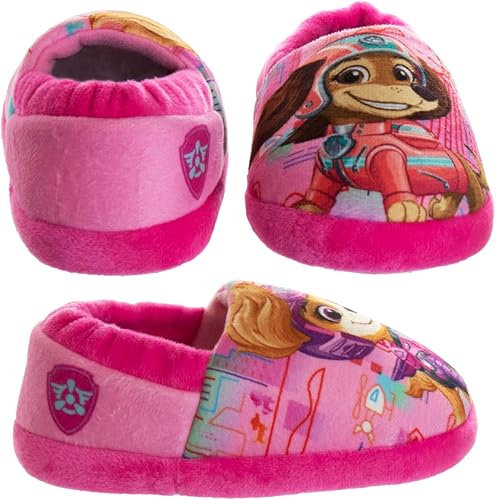 Josmo Kids Girls Paw patrol slippers - Skye and Everest indoor cute house shoes plush fuzzy shoes paw slippers kids slippers girls (toddler/little kid)