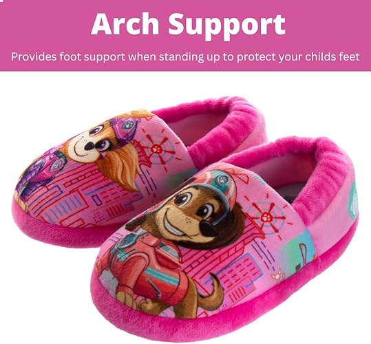 Pantuflas de la Patrulla Canina para niñas de Josmo Kids: lindas zapatillas de casa de Skye y Everest para interiores, pantuflas de felpa con forma de pata para niñas (niñas pequeñas/niñas pequeñas)