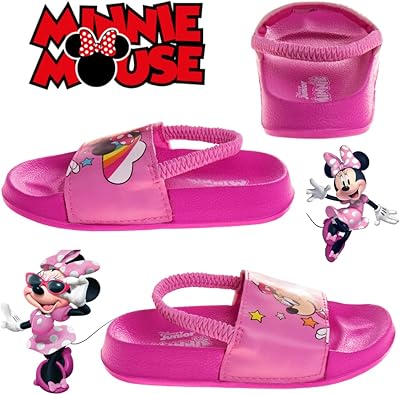 Sandalias de playa con tiras en la parte posterior y diseño de Minnie Mouse de Disney (para niños pequeños y bebés)