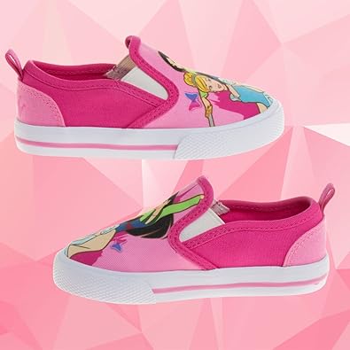 Zapatos de princesas de Disney para niñas: zapatillas de lona informales sin cordones con personajes para niñas pequeñas (niñas pequeñas y niños pequeños)