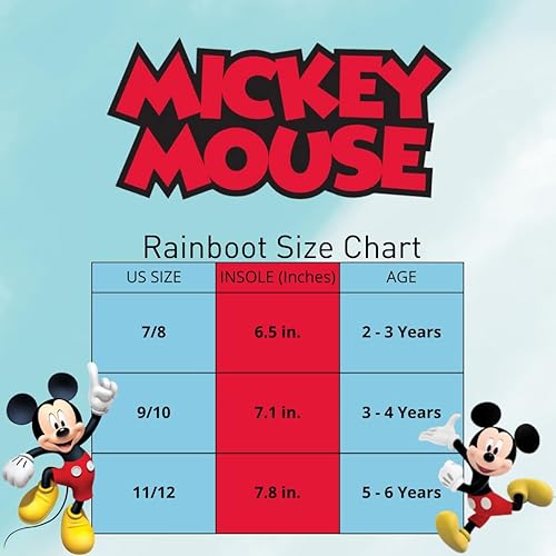 Botas de lluvia impermeables de Mickey Mouse con asa fácil de tirar (para niños pequeños)