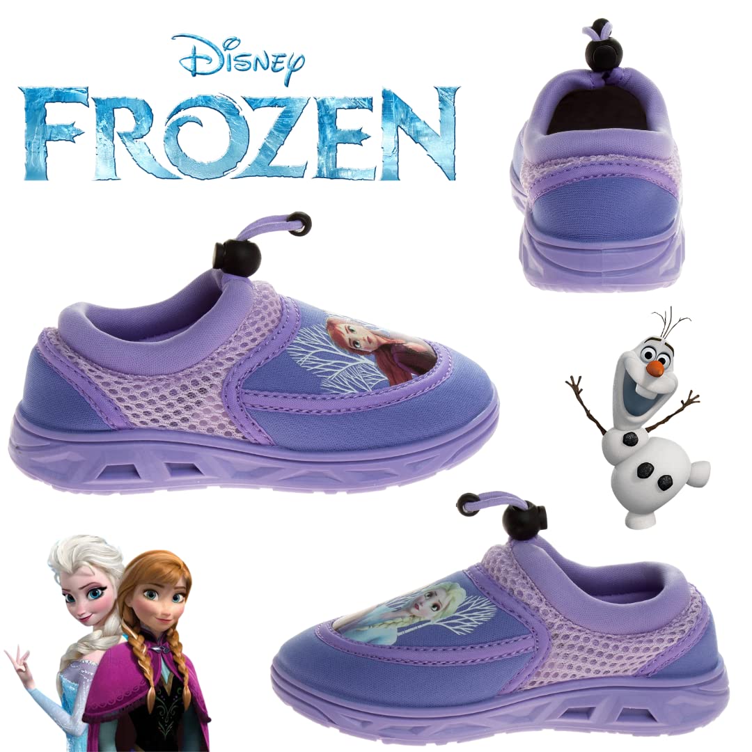 Zapatos de agua de Frozen de Disney para niñas, calcetines acuáticos para piscina para niños, sandalias de princesa Anna Elsa, toboganes de playa impermeables con elástico, personajes deportivos, sin cordones, de secado rápido (para bebés/niños pequeños)