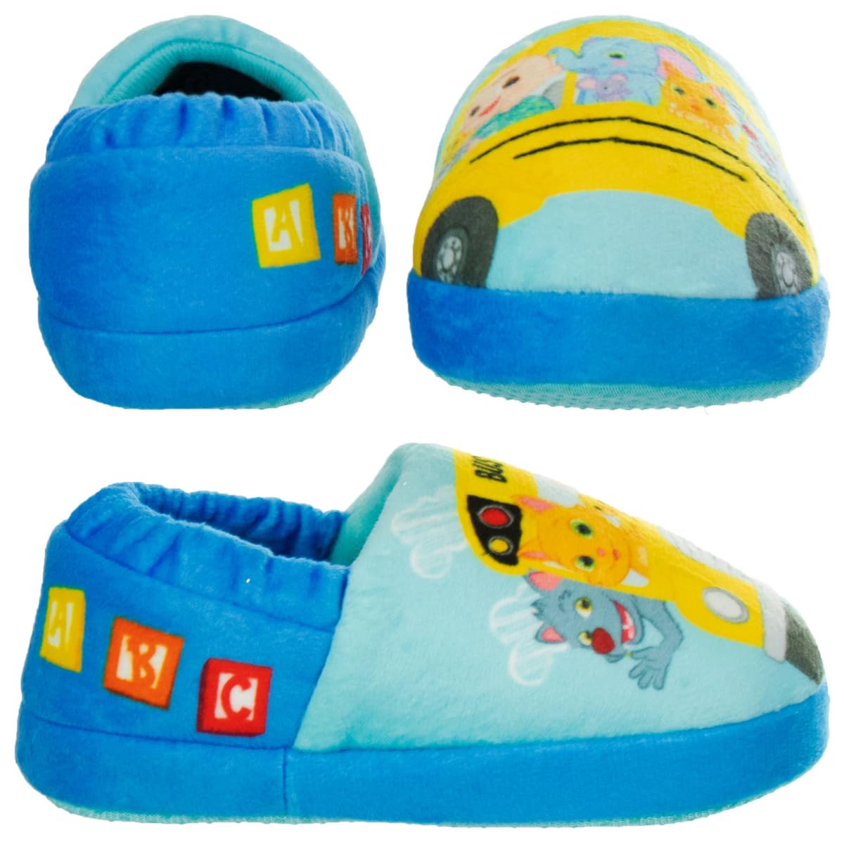 Pantuflas para niños pequeños Josmo Cocomelon: pantuflas para la casa para niños y niñas, cálidas y afelpadas, mocasines, pantuflas, zapatos cocomelon (para niños pequeños/infantes)