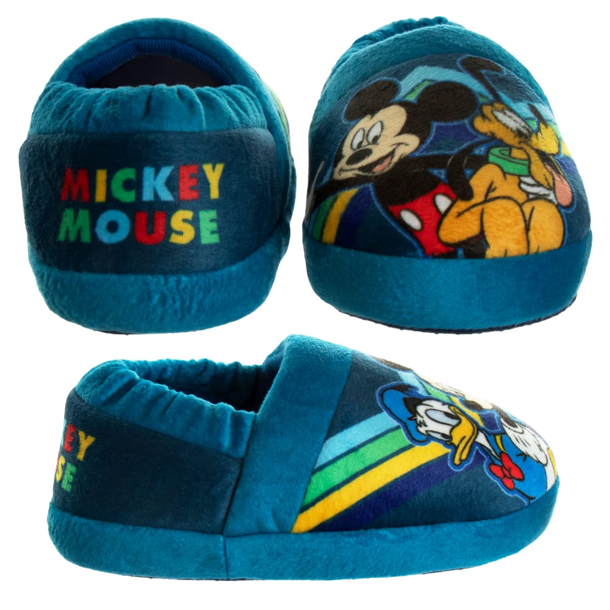 Pantuflas de Mickey Mouse de Disney para niños: pantuflas de felpa, ligeras, cálidas y cómodas, suaves, para niños pequeños