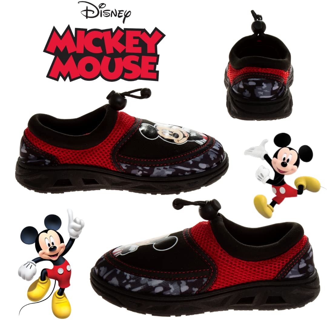 Disney Mickey Mouse Boys Water Shoes - Pool Aqua Socks for Kids- Sandals Bungee Waterproof Beach Slides Sport Character Summer Slip-on Quick Dry (Toddler/Little Kid)