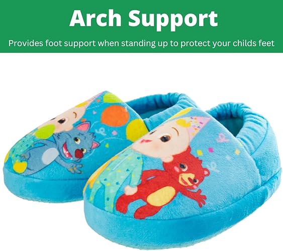 Pantuflas para niños pequeños Josmo Cocomelon: pantuflas para la casa para niños y niñas, cálidas y afelpadas, mocasines, pantuflas, zapatos cocomelon (para niños pequeños/infantes)