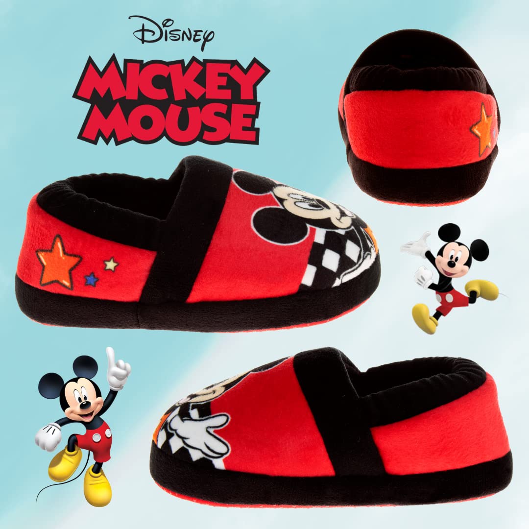 Pantuflas de Mickey Mouse de Disney para niños: pantuflas de felpa, ligeras, cálidas y cómodas, suaves, para niños pequeños