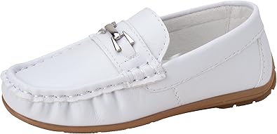 Zapatos para niños Josmo: mocasines casuales de cuero sintético para conducir (talla: 5T-5 para niños grandes), talla 5 para niños pequeños, color negro