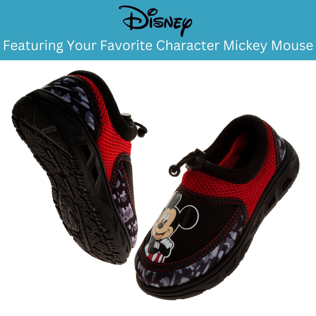 Disney Mickey Mouse Boys Water Shoes - Pool Aqua Socks for Kids- Sandals Bungee Waterproof Beach Slides Sport Character Summer Slip-on Quick Dry (Toddler/Little Kid)