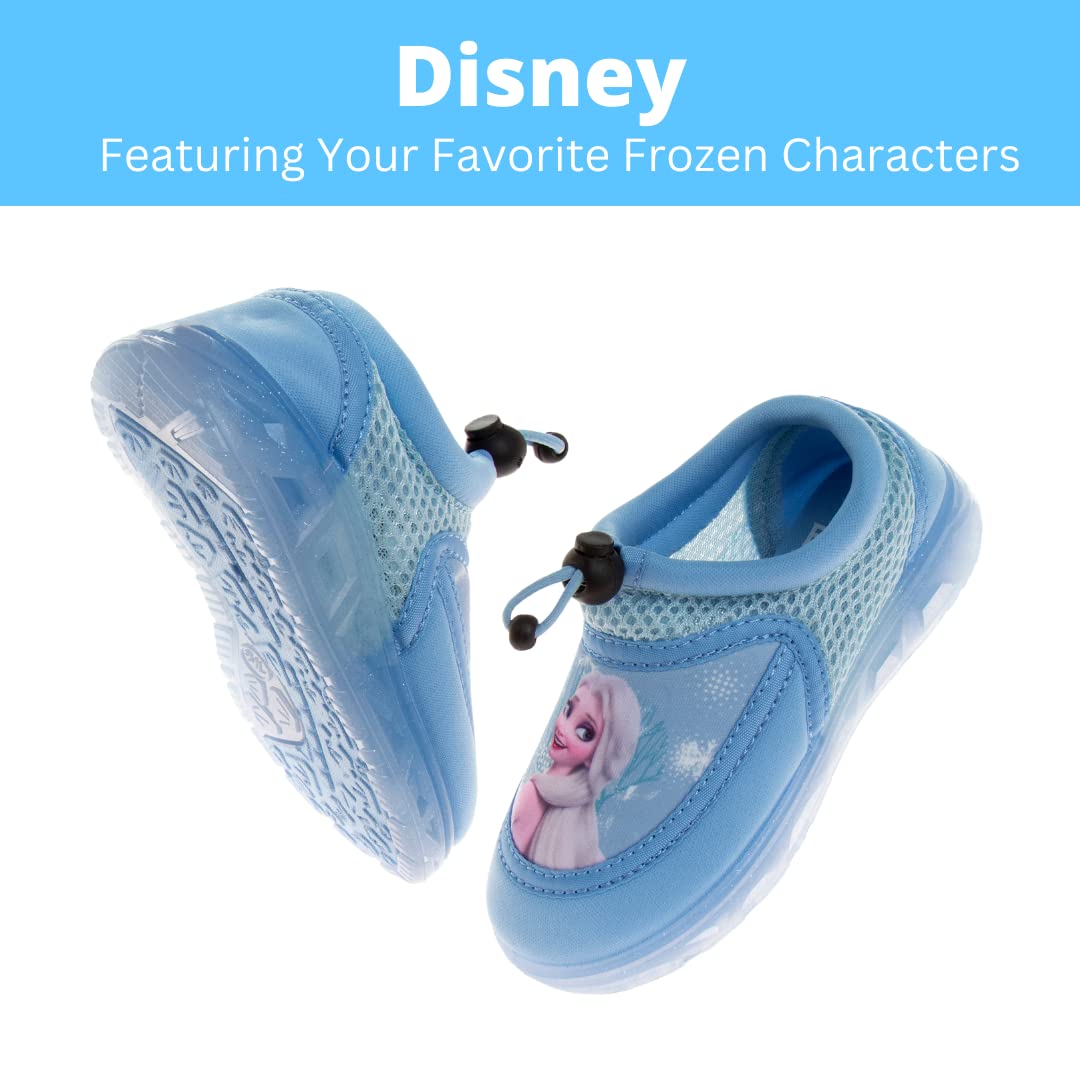 Disney Frozen Water shoes for girls- pool aqua socks for kids- Anna Elsa Sandals princess bungee waterproof beach slides sport character summer slip-on quick dry (toddler/little kid)