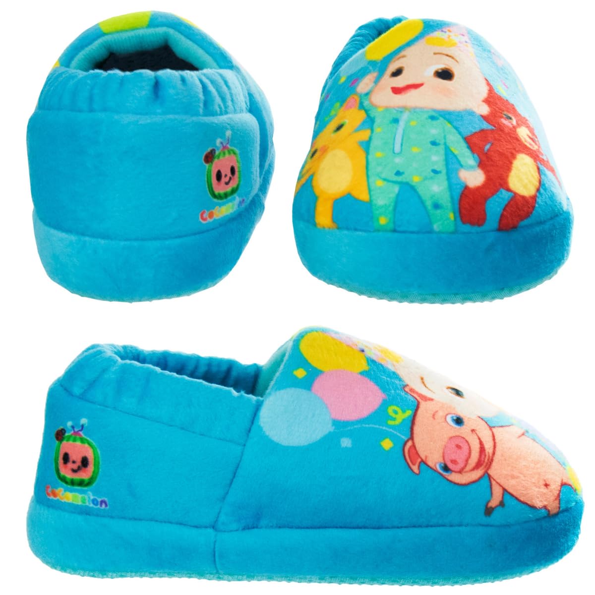 Pantuflas para niños pequeños Josmo Cocomelon: pantuflas para la casa para niños y niñas, cálidas y afelpadas, mocasines, pantuflas, zapatos cocomelon (para niños pequeños/infantes)