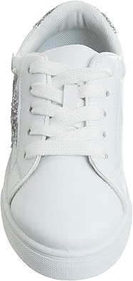 Zapatillas Kensie Girl con cordones antideslizantes - Zapatos casuales de moda de caña baja - Todo blanco (talla 11 para niñas pequeñas)