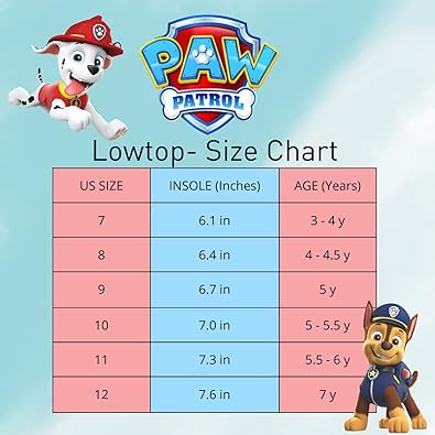 Paw Patrol Characters Low top Slip-on Casual Fashion Tennis Boys Canvas Sneakers (Toddler - Little Kid)