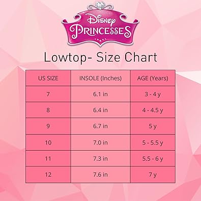 Zapatos de princesas de Disney para niñas: zapatillas de lona informales sin cordones con personajes para niñas pequeñas (niñas pequeñas y niños pequeños)