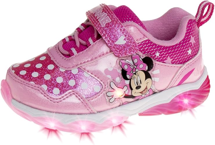 Disney Girls' Minnie Mouse Shoes - Minnie Mouse Slip-On Laceless Light-Up Sneakers (Toddler/Little Kid)