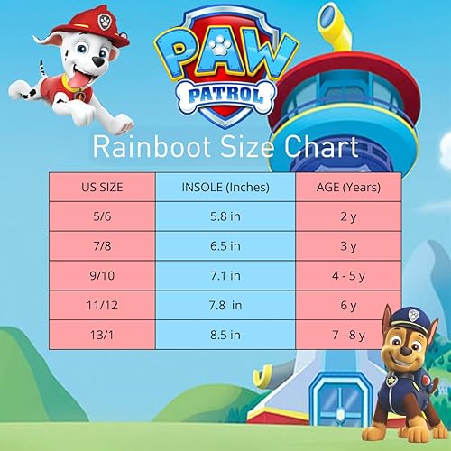 Botas de lluvia impermeables con asa fácil de tirar para niños de Paw Patrol (para bebés y niños pequeños)