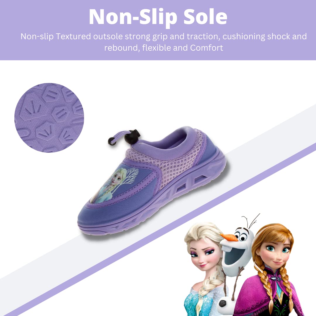 Zapatos de agua de Frozen de Disney para niñas, calcetines acuáticos para piscina para niños, sandalias de princesa Anna Elsa, toboganes de playa impermeables con elástico, personajes deportivos, sin cordones, de secado rápido (para bebés/niños pequeños)