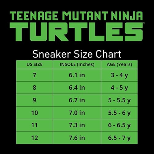 Zapatillas sin cordones con luces LED de las Tortugas Ninja mutantes adolescentes - Zapatillas TMNT de Leonardo, Donatello, Raphael, Michelangelo para niños - Negro y verde (niños pequeños)