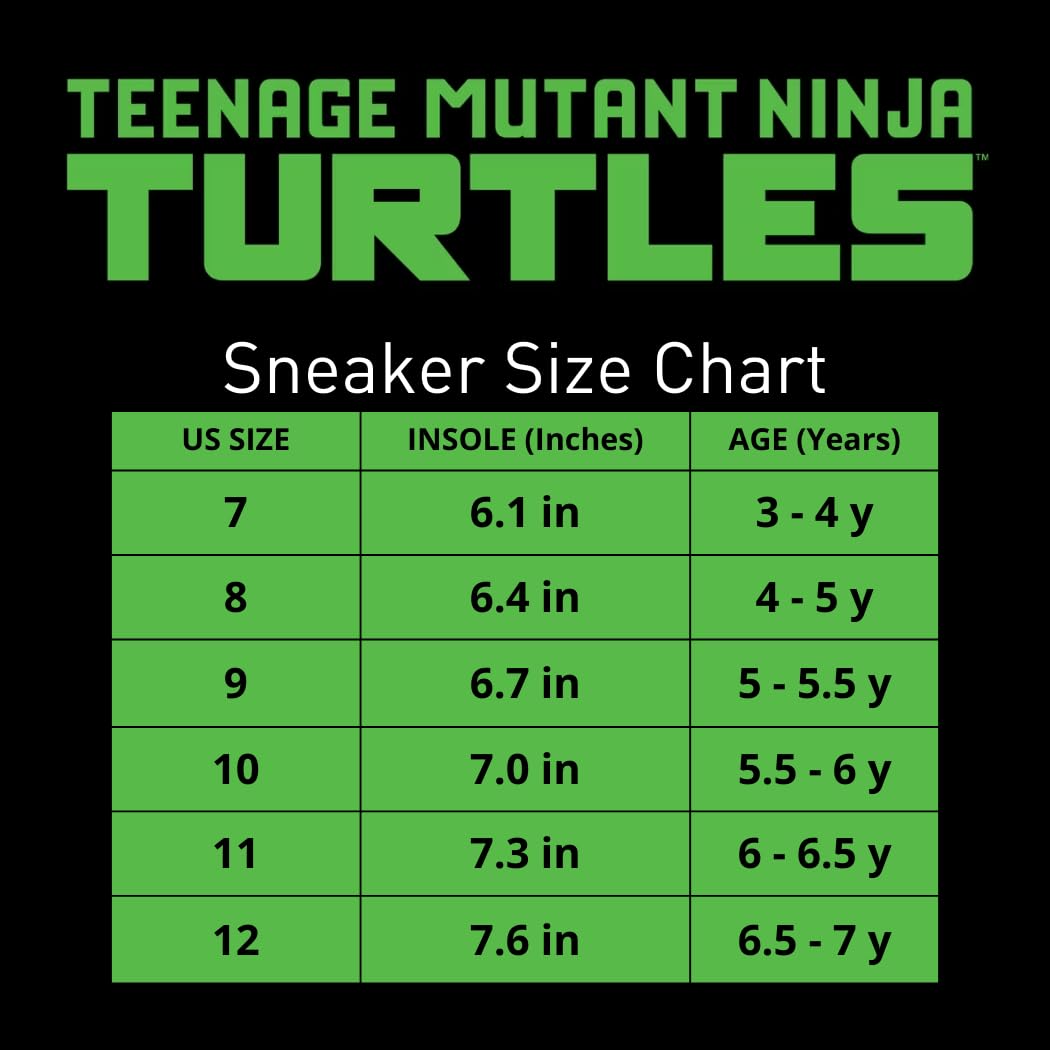 Zapatillas sin cordones con luces LED de las Tortugas Ninja mutantes adolescentes - Zapatillas TMNT de Leonardo, Donatello, Raphael, Michelangelo para niños - Negro y verde (niños pequeños)