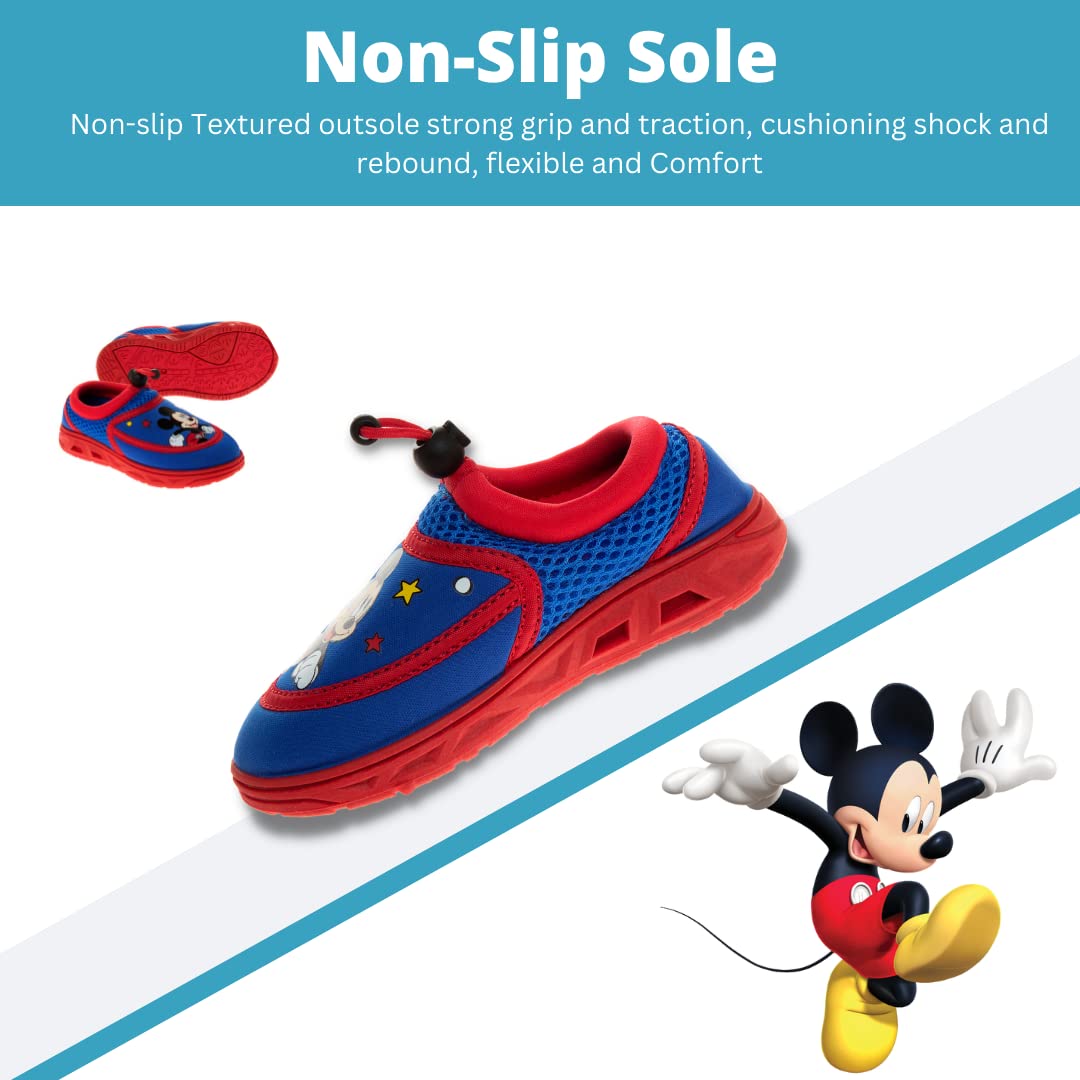 Disney Mickey Mouse Boys Water Shoes - Pool Aqua Socks for Kids- Sandals Bungee Waterproof Beach Slides Sport Character Summer Slip-on Quick Dry (Toddler/Little Kid)