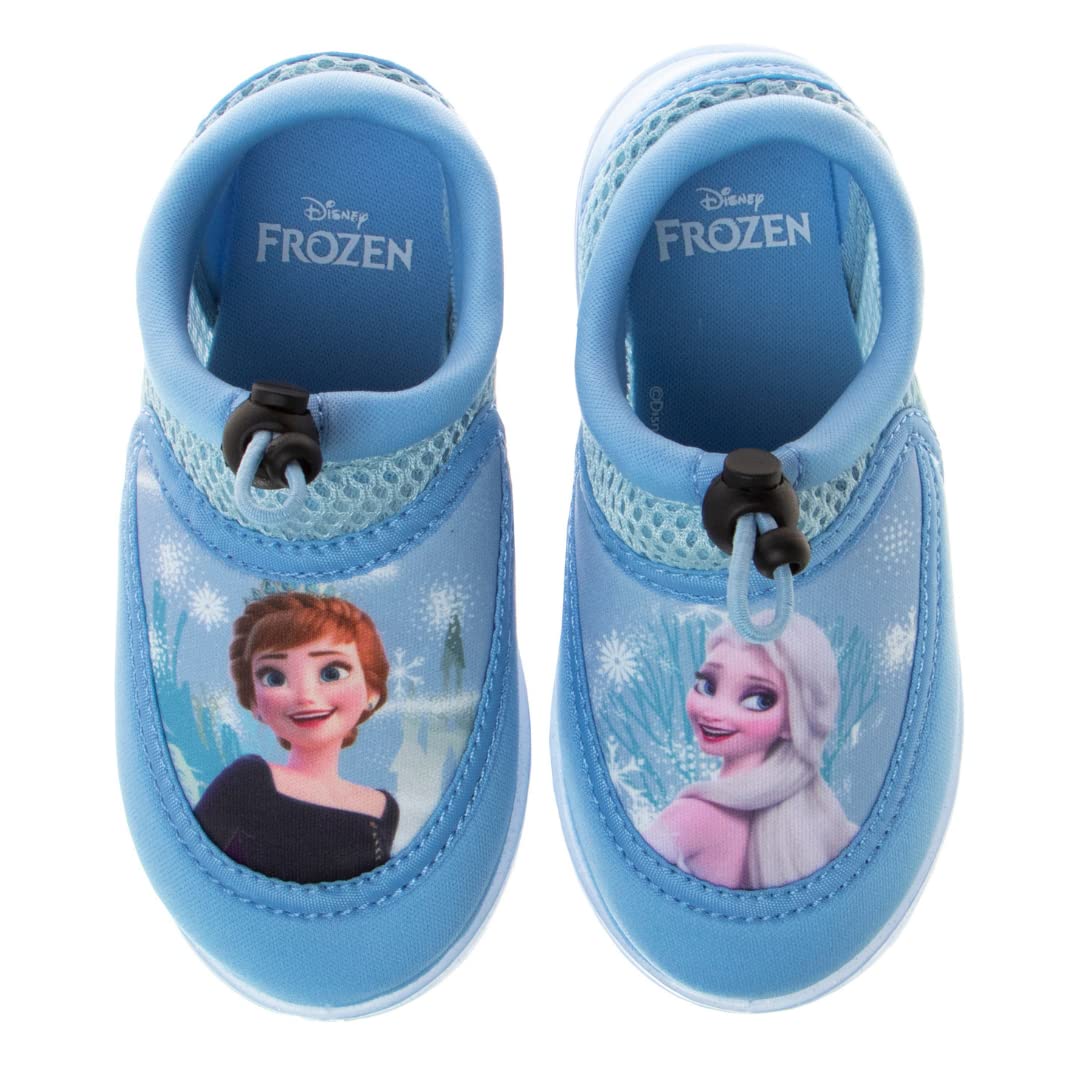 Zapatos de agua de Frozen de Disney para niñas, calcetines acuáticos para piscina para niños, sandalias de princesa Anna Elsa, toboganes de playa impermeables con elástico, personajes deportivos, sin cordones, de secado rápido (para bebés/niños pequeños)