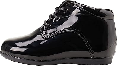 Zapatos de vestir para bebés varones Josmo: zapatos para caminar con soporte de tobillo y caña alta (para bebés y niños pequeños), talla 3 para bebés, charol negro