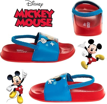 Sandalias de playa con tiras traseras y diseño de Mickey Mouse de Disney (para niños pequeños y bebés)