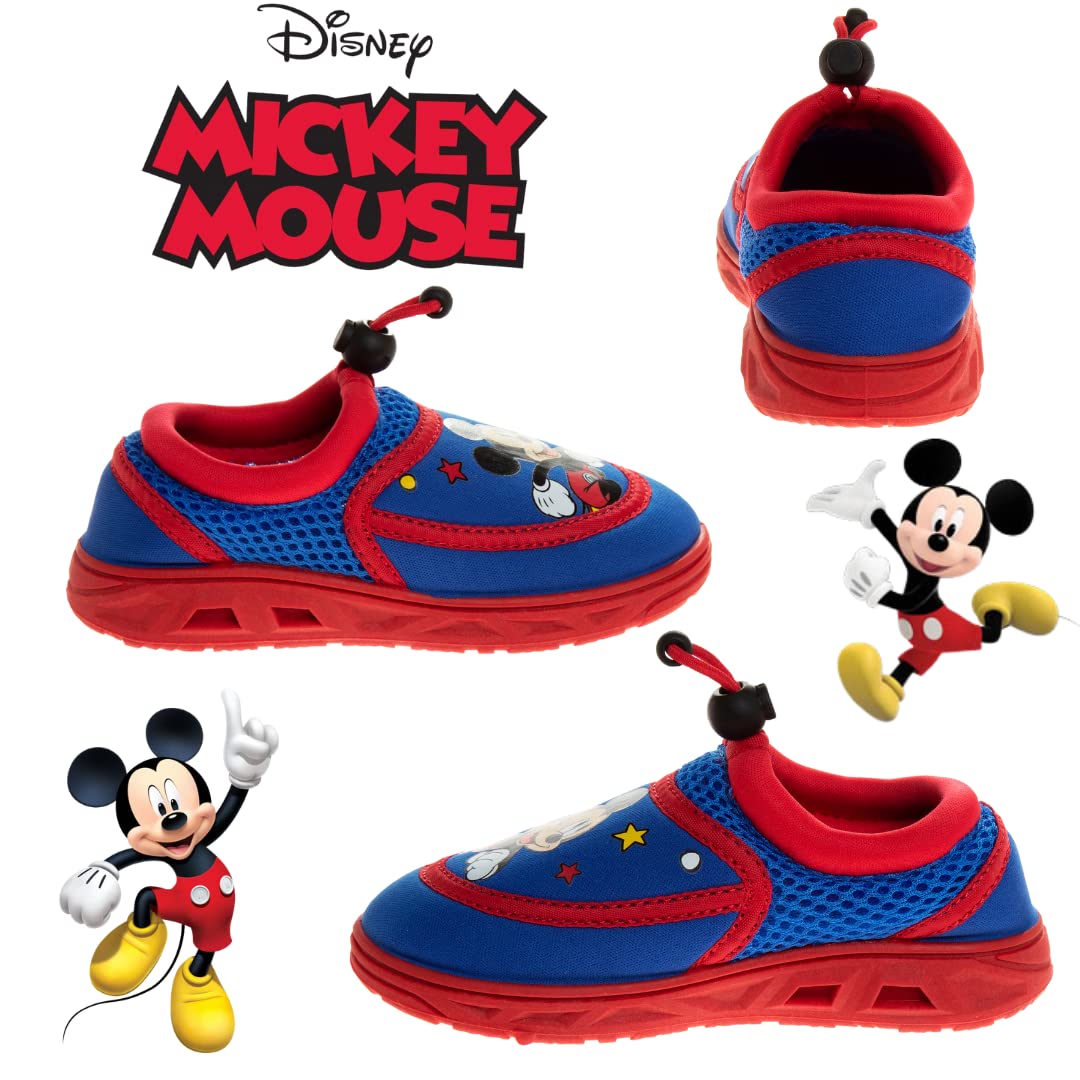 Disney Mickey Mouse Boys Water Shoes - Pool Aqua Socks for Kids- Sandals Bungee Waterproof Beach Slides Sport Character Summer Slip-on Quick Dry (Toddler/Little Kid)