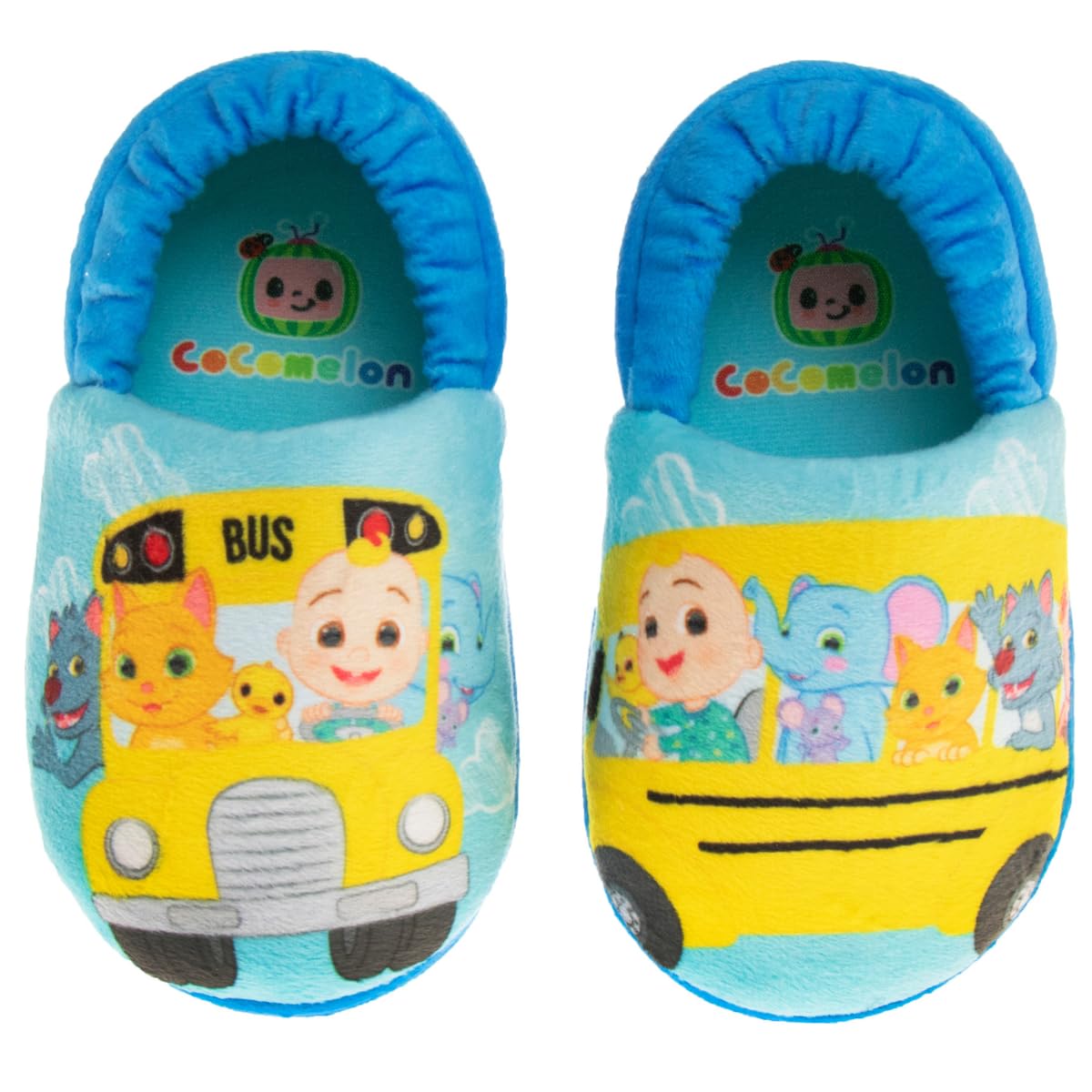 Pantuflas para niños pequeños Josmo Cocomelon: pantuflas para la casa para niños y niñas, cálidas y afelpadas, mocasines, pantuflas, zapatos cocomelon (para niños pequeños/infantes)