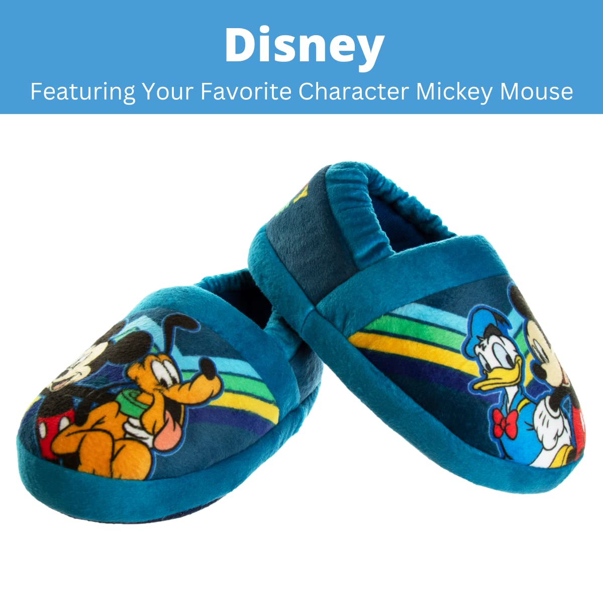 Pantuflas de Mickey Mouse de Disney para niños: pantuflas de felpa, ligeras, cálidas y cómodas, suaves, para niños pequeños