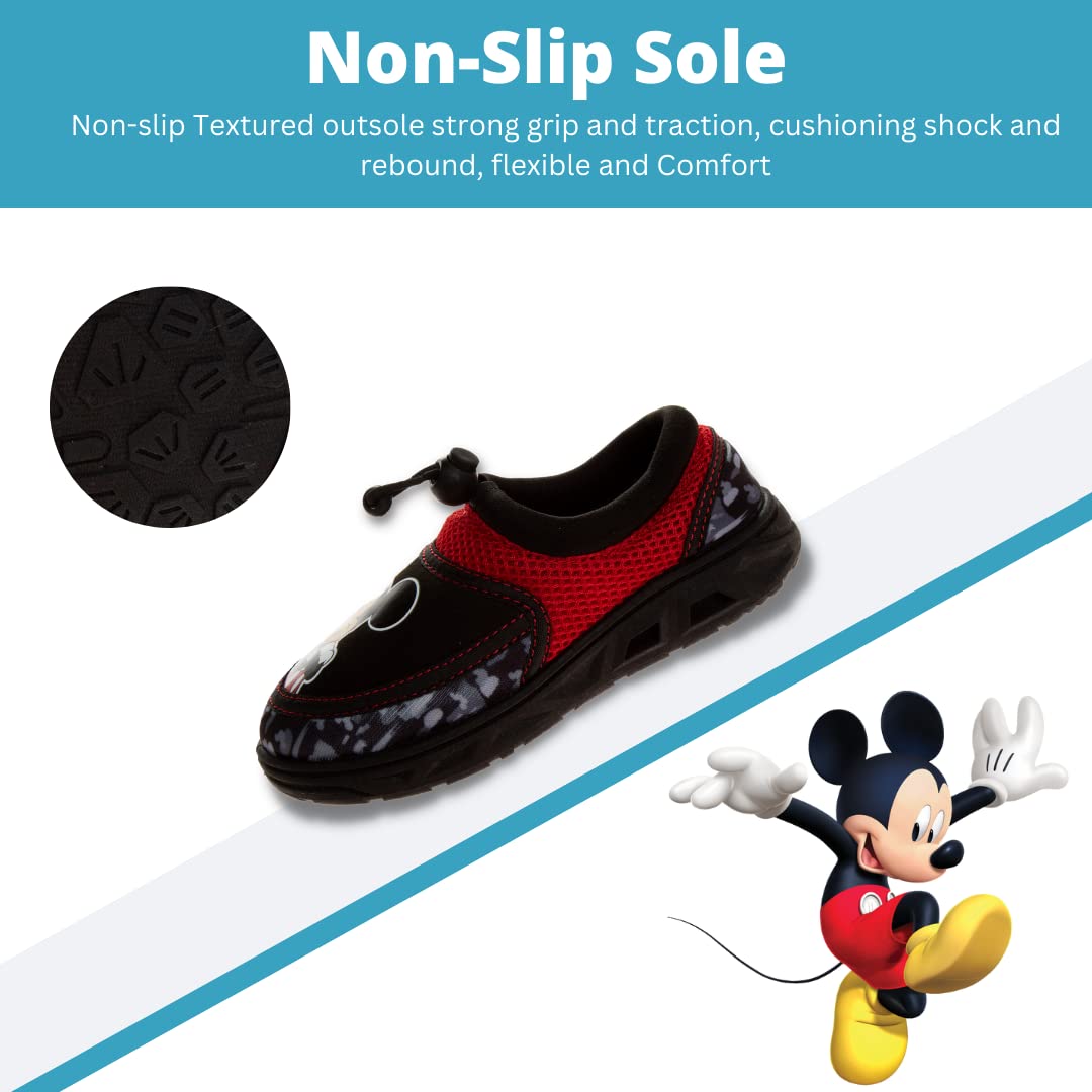 Zapatos acuáticos para niños de Disney Mickey Mouse - Calcetines acuáticos para piscina para niños - Sandalias elásticas impermeables para playa, toboganes deportivos de verano sin cordones de secado rápido (para niños pequeños/bebés)