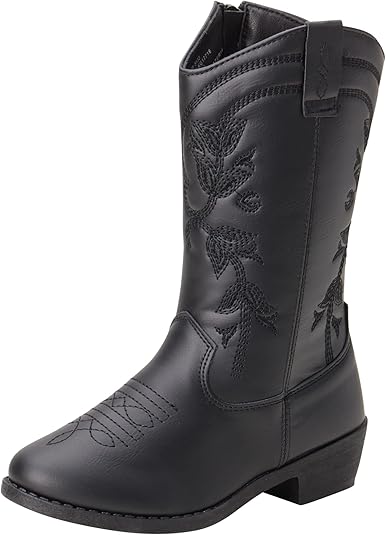 Botas KENSIE GIRL - Botas vaqueras occidentales para niñas (bebé/niña), talla 6 para niñas pequeñas, tachas negras