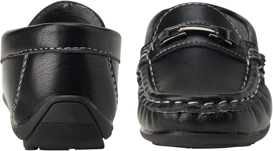 Zapatos para niños Josmo: mocasines casuales de cuero sintético para conducir (talla: 5T-5 para niños grandes), talla 5 para niños pequeños, color negro