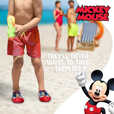 Josmo Boys Clog Water Slides Mickey Mouse Summer Sandal Kids Pool Shoes Backstrap Closed Toe Sport Athletic Character Slip On Clogs (Toddler - Little Kids)